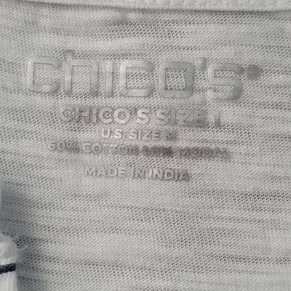 Chicos Short Sleeve Lightweight Top White Floral Size 1 Approx Medium - Picture 5 of 9